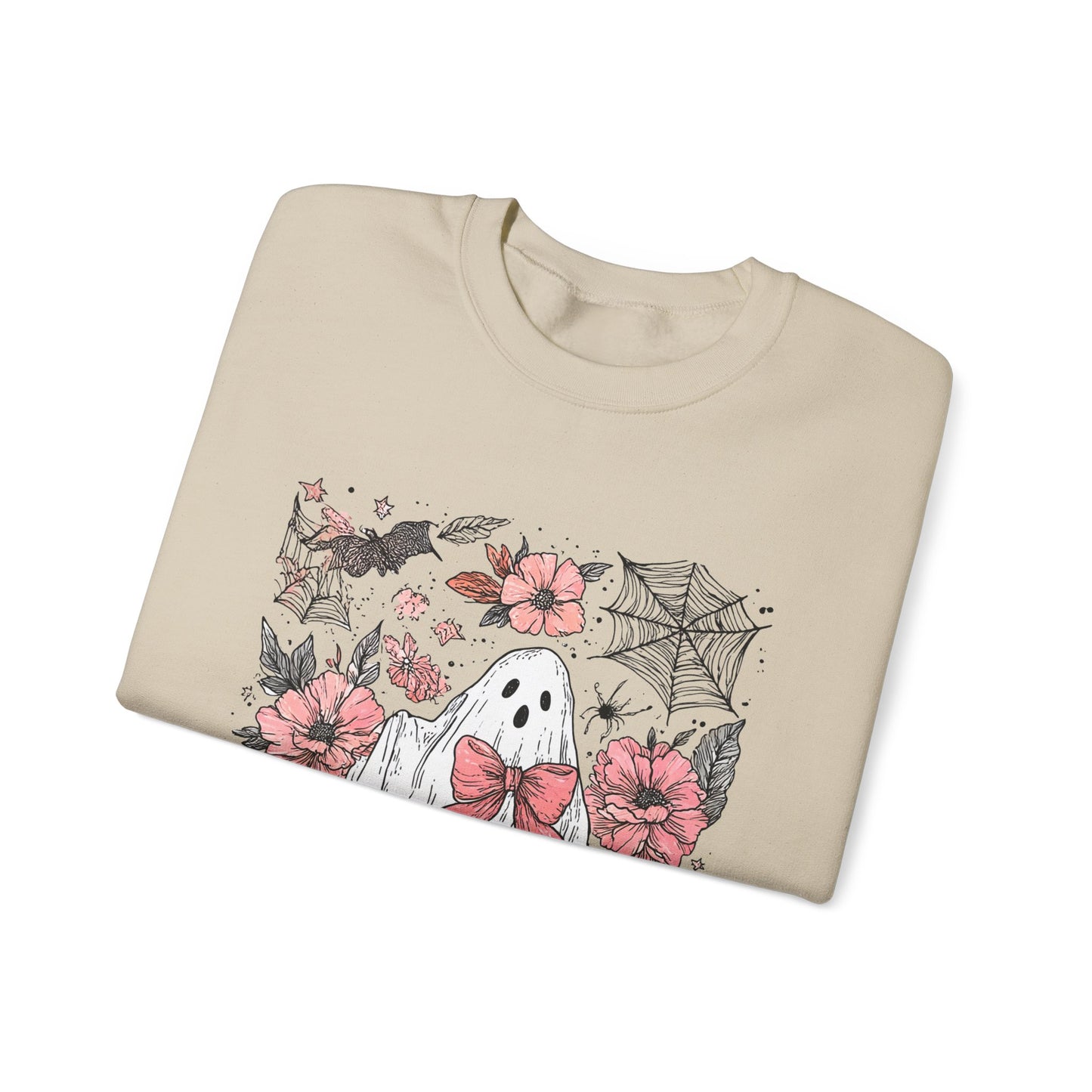 Halloween Ghost Sweatshirt - Cozy Unisex Crewneck with Pumpkins, Perfect for Fall, Ghost Lovers, Autumn Apparel, Spooky Season