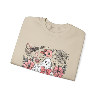 Halloween Ghost Sweatshirt - Cozy Unisex Crewneck with Pumpkins, Perfect for Fall, Ghost Lovers, Autumn Apparel, Spooky Season