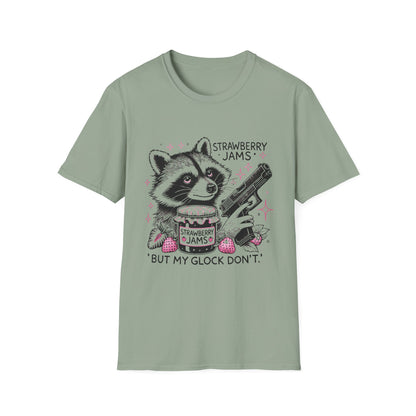 Funny Raccoon T-Shirt: 'Strawberry Jams' Graphic Tee, Humor Shirt, Unisex Casual Wear, Gift for Animal Lovers, Birthday Gift