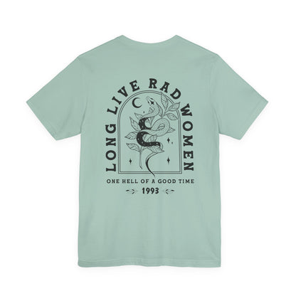 Long Live Rad Women Graphic Tee | Bella+Canvas Snake Moon T-Shirt