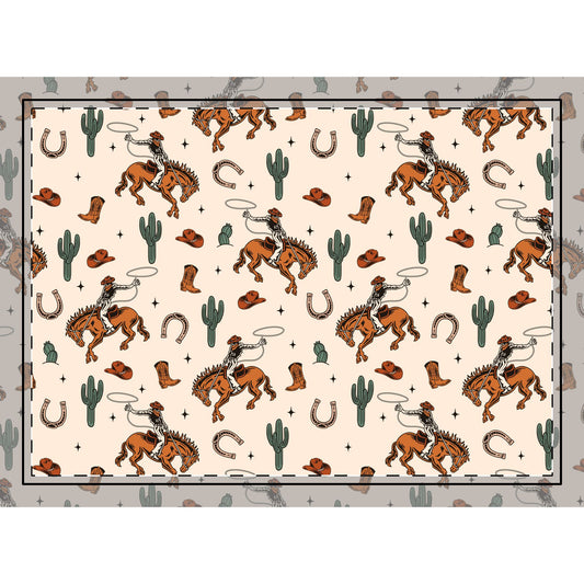 Rustic Cowboy Rug with Western Design, Home Decor, Cowgirl Gift, Boho Living Room, Unique Area Rug