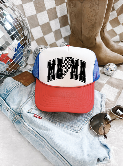 MAMA Retro Trucker Hat | Western Cowgirl Style | Cute Mom Life Baseball Cap | Perfect for Rodeo Days & Everyday Wear