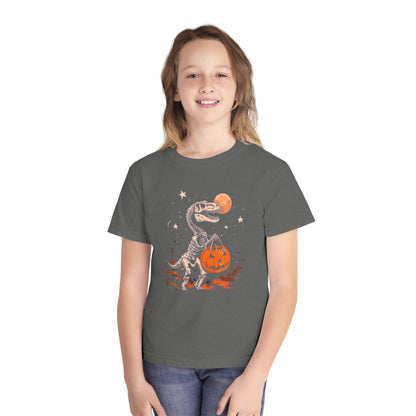 Dinosaur Halloween Youth Tee, Fun T-Shirt for Kids, Trick or Treat Kids Shirt, Spooky Kids Halloween Outfit, Dino Costume Tee