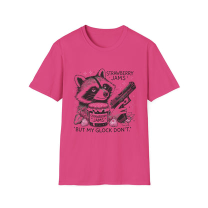 Funny Raccoon T-Shirt: 'Strawberry Jams' Graphic Tee, Humor Shirt, Unisex Casual Wear, Gift for Animal Lovers, Birthday Gift