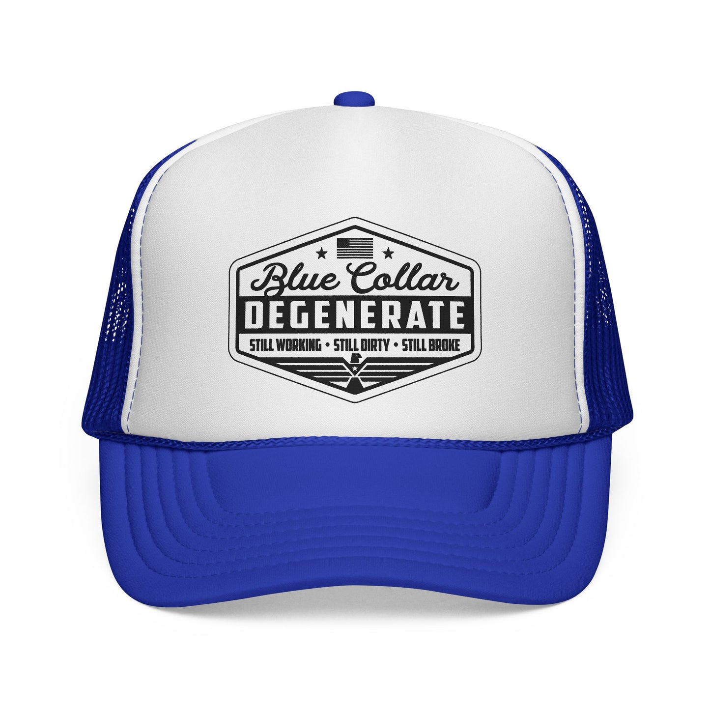 Blue Collar Degenerate Trucker Hat, Otto Trucker Cap, Funny Hats For Men, Adult Humor Gifts, Blue Collar Trucker Hats, Blue Collar Quote