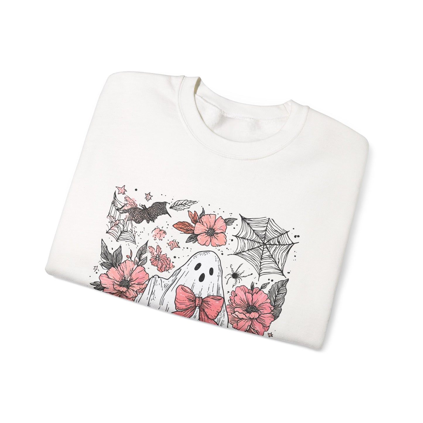 Halloween Ghost Sweatshirt - Cozy Unisex Crewneck with Pumpkins, Perfect for Fall, Ghost Lovers, Autumn Apparel, Spooky Season