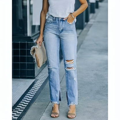 Women's Distressed Straight Leg Jeans
